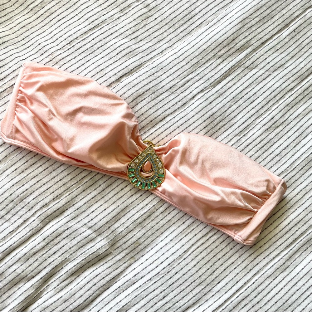 Victoria’s Secret Pink metallic embellished bandeau bikini top